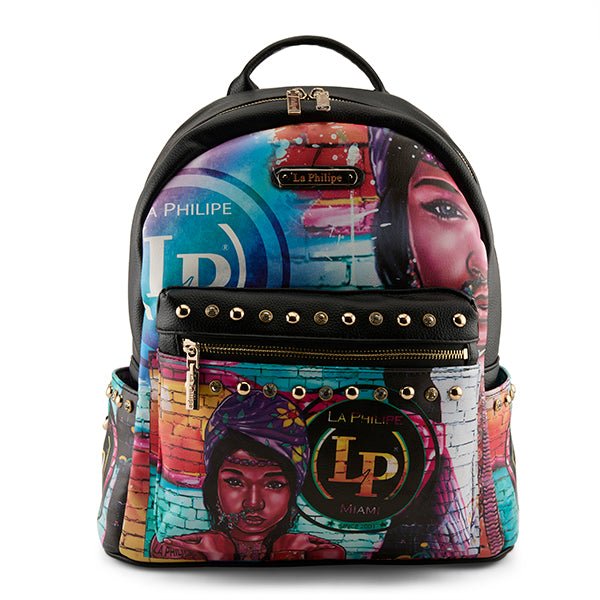 La Philipe Lp1024 2b The Wall Art Backpack Black Canvas Backpacks by La Philipe – Don't Panic Shoes