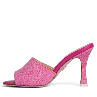 LariSsa Linen And Leather Sandal Women’s 89mm Heel Memory Heels by Beautiisoles – Don't Panic Shoes