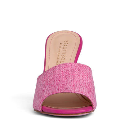 LariSsa Linen And Leather Sandal Women’s 89mm Heel Memory Heels by Beautiisoles – Don't Panic Shoes