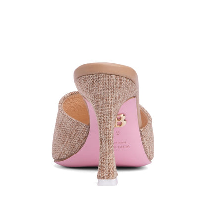 LariSsa Linen And Leather Sandal Women’s 89mm Heel Memory Heels by Beautiisoles – Don't Panic Shoes