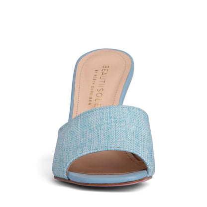 Larissa Linen Leather Sandal Handmade In Italy 89mm Heel Heels by Beautiisoles – Don't Panic Shoes