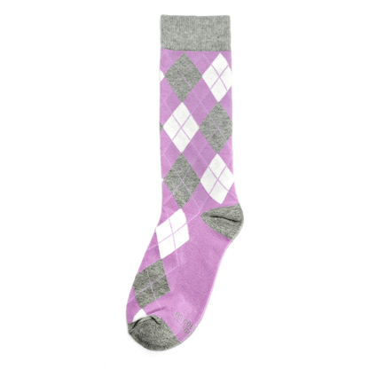 Lavender And Grey Argyle Socks Crew Length Dress Socks For Men And Women Comfortable Stylish Socks by No Cold Feet – Don't Panic Shoes
