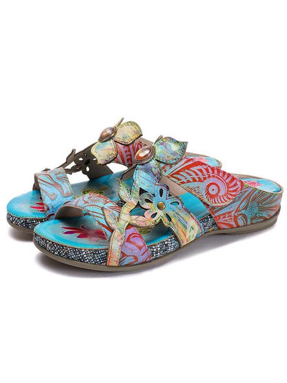 Laylah Genuine Leather Hand Painted Slippers by Colorstepshoes – Don't Panic Shoes