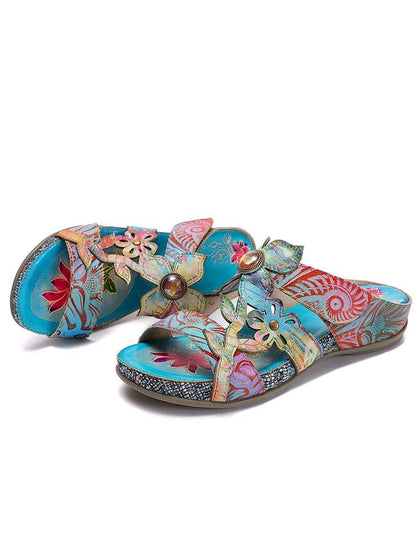 Laylah Genuine Leather Hand Painted Slippers by Colorstepshoes – Don't Panic Shoes