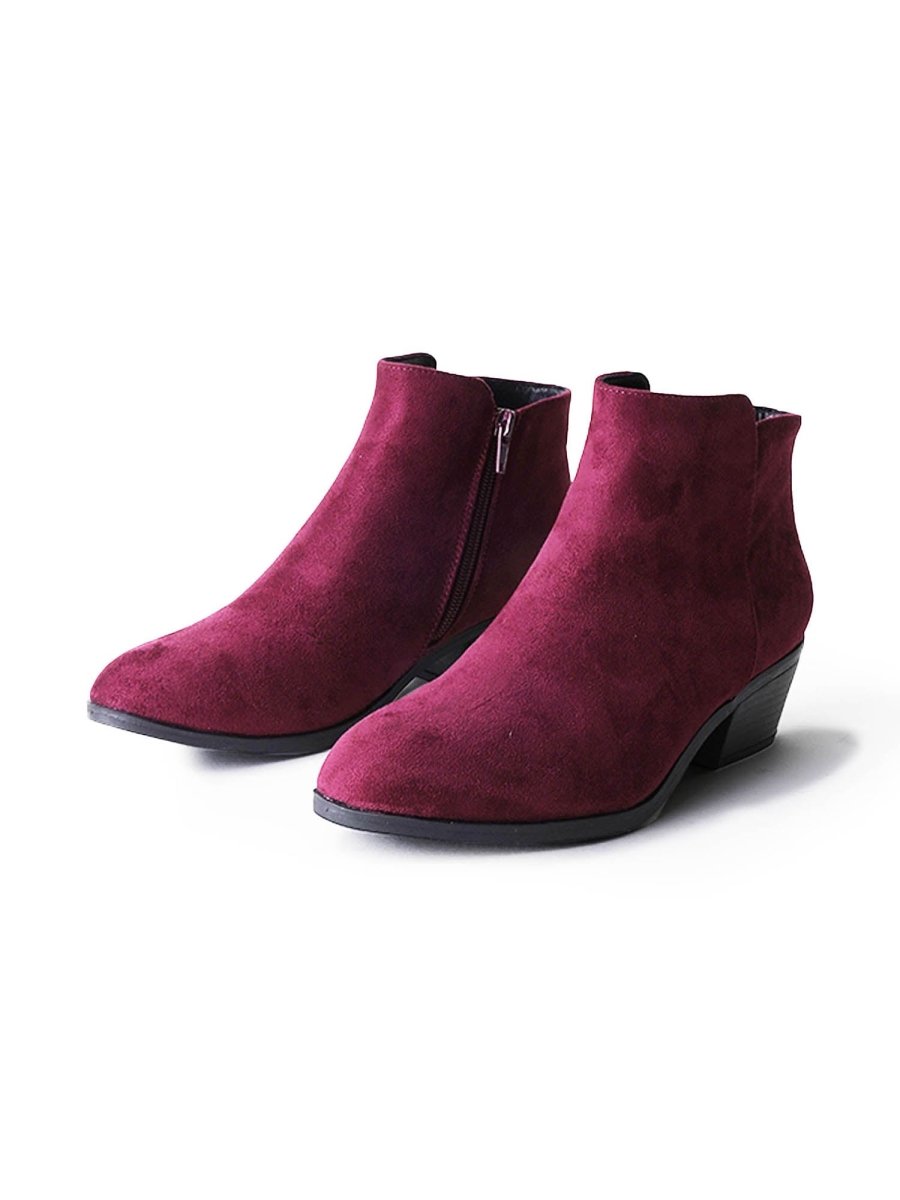 Lexy | Burgundy Suede Booties by J.Adams – Don't Panic Shoes