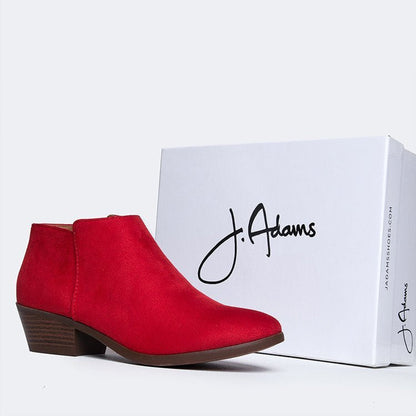 Lexy | Red Suede Booties by J.Adams – Don't Panic Shoes
