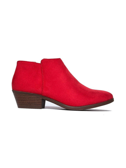 Lexy | Red Suede Booties by J.Adams – Don't Panic Shoes