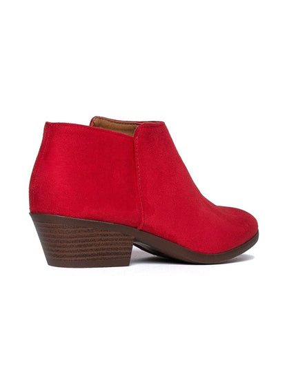 Lexy | Red Suede Booties by J.Adams – Don't Panic Shoes