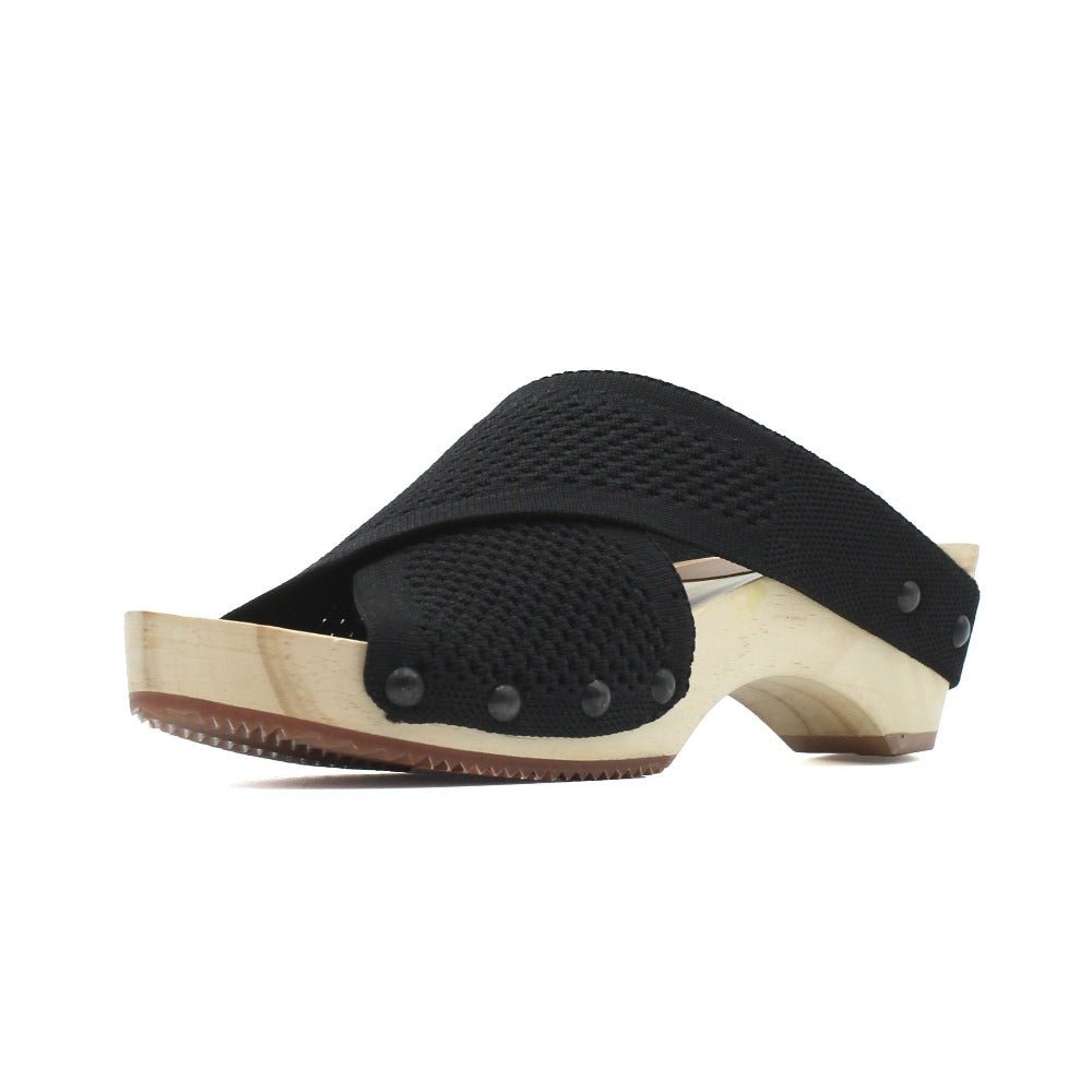 Libby - Pitch Black Platform Clog Sandals Footwear by Jax & Bard Shoes – Don't Panic Shoes