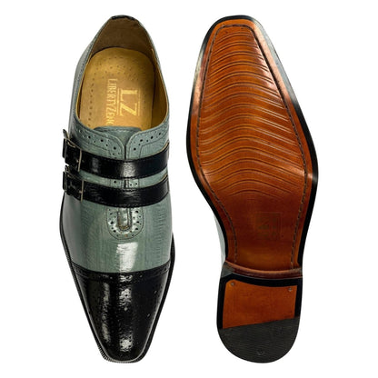 Libertyzeno Men's Double Buckle Monk Strap Leather Dress Shoes Shoes by Libertyzeno – Don't Panic Shoes