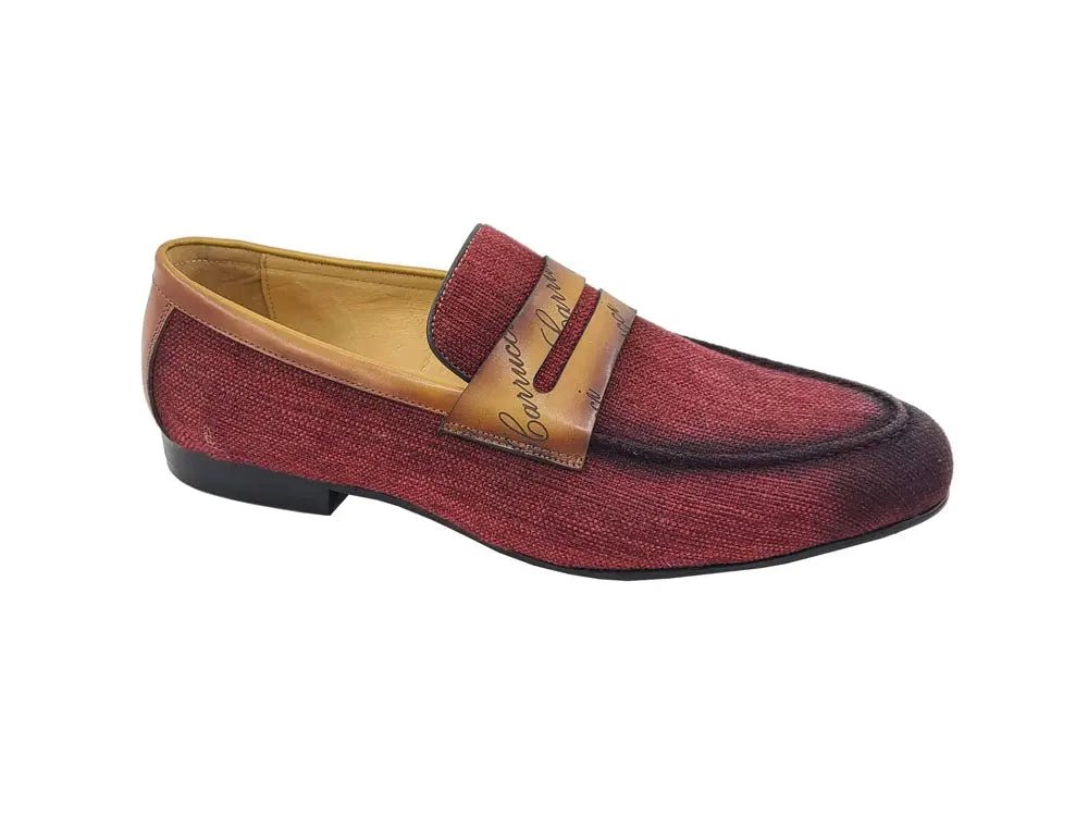 Life Style Penny Loafer With Leather Trim Fabric Ks714 - 03 Shoes by Carrucci Shoes – Don't Panic Shoes