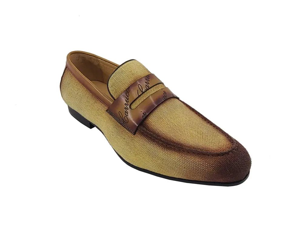 Life Style Penny Loafer With Leather Trim Fabric Ks714 - 03 Shoes by Carrucci Shoes – Don't Panic Shoes