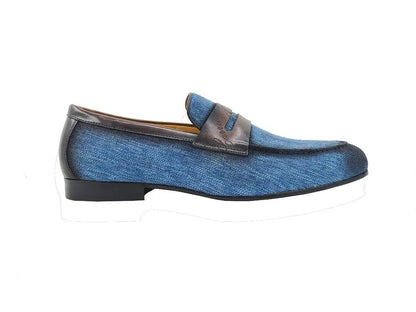 Life Style Penny Loafer With Leather Trim Fabric Ks714 - 03 Shoes by Carrucci Shoes – Don't Panic Shoes