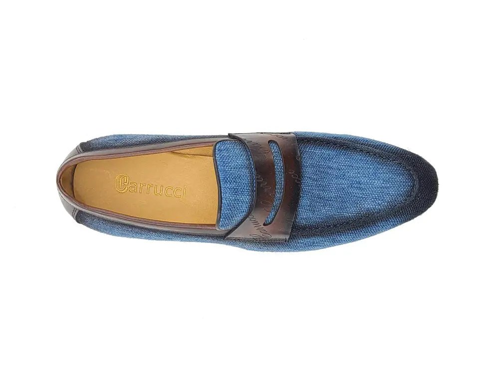 Life Style Penny Loafer With Leather Trim Fabric Ks714 - 03 Shoes by Carrucci Shoes – Don't Panic Shoes