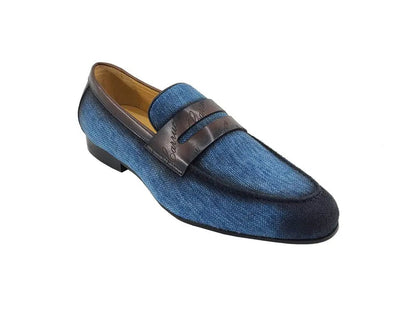 Life Style Penny Loafer With Leather Trim Fabric Ks714 - 03 Shoes by Carrucci Shoes – Don't Panic Shoes