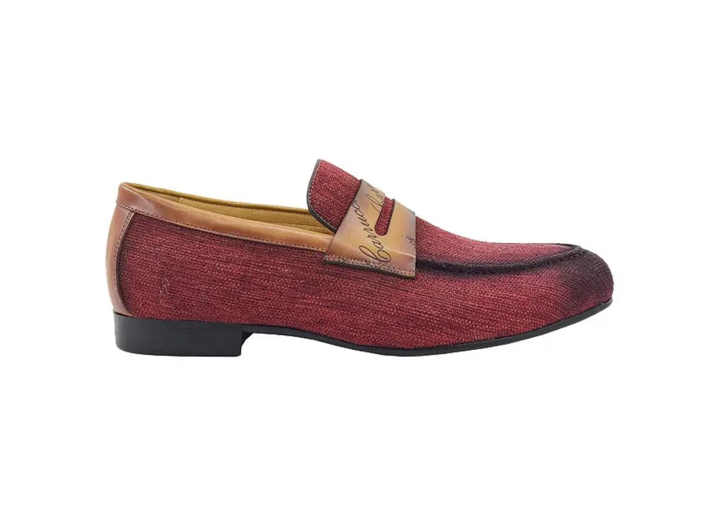 Life Style Penny Loafer With Leather Trim Fabric Ks714 - 03 Shoes by Carrucci Shoes – Don't Panic Shoes
