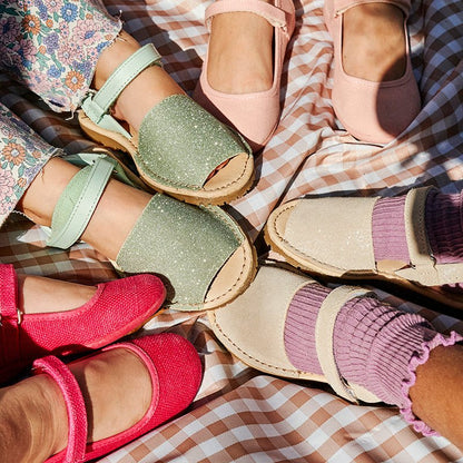 Lily Nude Shimmer Women’S Adjustable Velcro Rubber Sole core by Childrenchic – Don't Panic Shoes