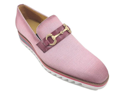 Linen Slip On Loafer Gold Tone Buckle All Day Comfort Ks550 - 03f Shoes by Carrucci Shoes – Don't Panic Shoes