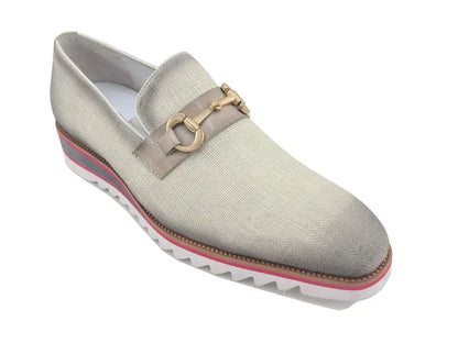 Linen Slip On Loafer Gold Tone Buckle All Day Comfort Ks550 - 03f Shoes by Carrucci Shoes – Don't Panic Shoes