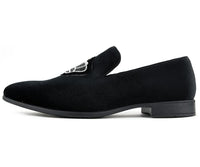 Thumbnail for Buy Amali Crown Black Velvet Slip-On Loafers - Smoking Slippers from Don’t Panic Shoes | Best Prices & Fast Shipping