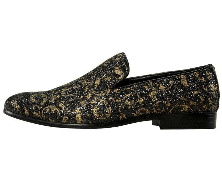 Buy Erin Gold Paisley Glitter Women’S Smoking Slippers - Loafers from Don’t Panic Shoes | Best Prices & Fast Shipping