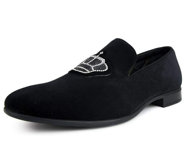 Buy Amali Crown Black Velvet Slip-On Loafers - Smoking Slippers from Don’t Panic Shoes | Best Prices & Fast Shipping