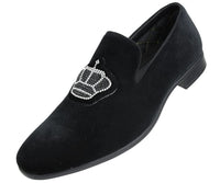 Thumbnail for Buy Amali Crown Black Velvet Slip-On Loafers - Smoking Slippers from Don’t Panic Shoes | Best Prices & Fast Shipping