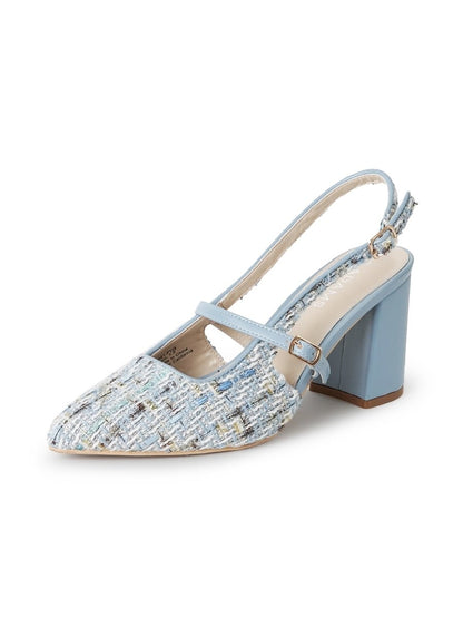 Lori | Sky Blue Tweed Heels by J.Adams – Don't Panic Shoes