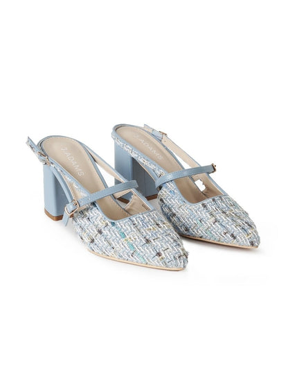 Lori | Sky Blue Tweed Heels by J.Adams – Don't Panic Shoes