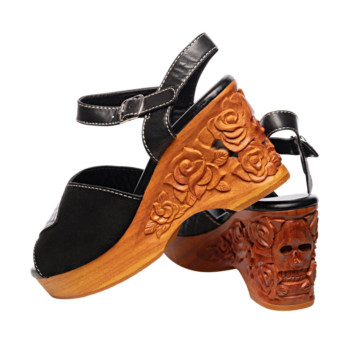 Lucky Lou Shoes Women's The Momento Mori - In Black Snake On Natural Shoes by Lucky Lou Shoes – Don't Panic Shoes