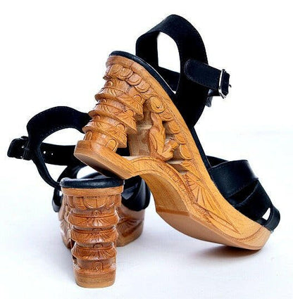 Lucky Lou Shoes Women's The Pagoda - In Black Suede And Leather shoes by Lucky Lou Shoes – Don't Panic Shoes