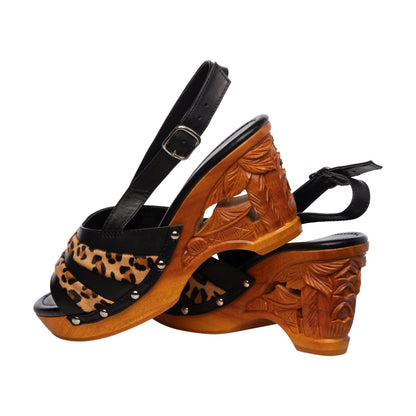 Lucky Lou Shoes Women's The Souvenir - With A Black Leather And Leopard Slingback Shoes by Lucky Lou Shoes – Don't Panic Shoes