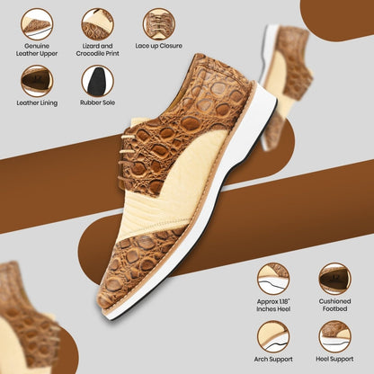 Lucky Mens Oxford Croco Lizard Print Casual Shoes Shoes by Libertyzeno – Don't Panic Shoes