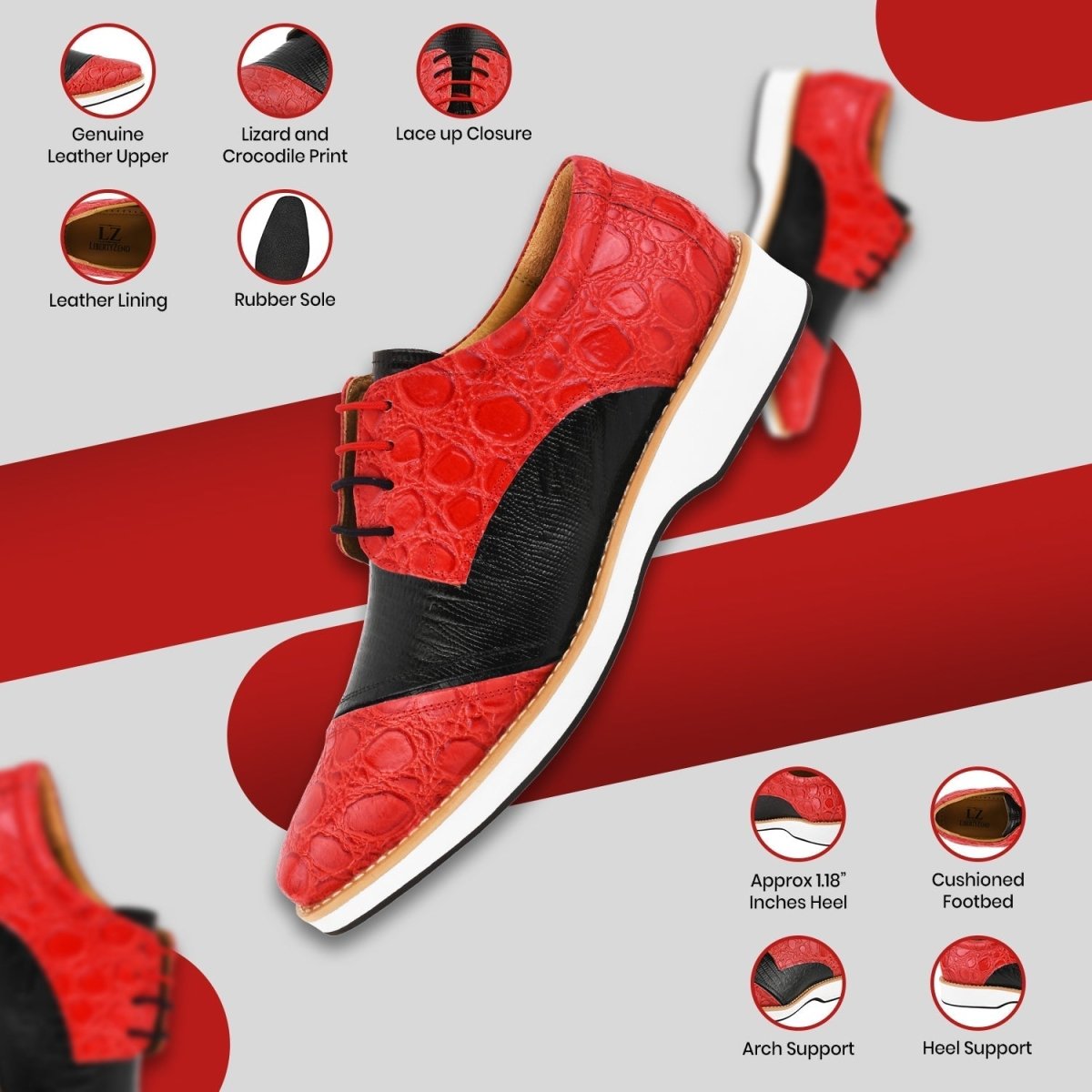 Lucky Mens Oxford Croco Lizard Print Casual Shoes Shoes by Libertyzeno – Don't Panic Shoes