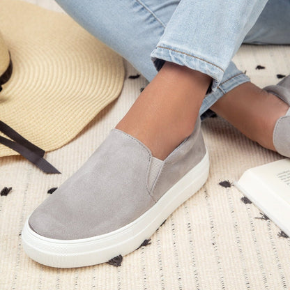 Luna | Light Grey Suede Sneakers by J.Adams – Don't Panic Shoes
