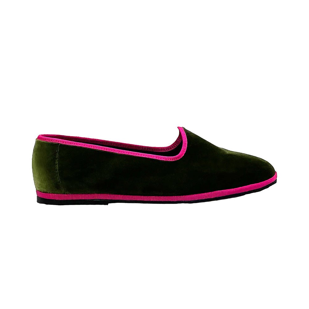 Mar Soreli Friulane Ballet Flat Women’S Olive Fuchsia Slip On by Mar Soreli – Don't Panic Shoes