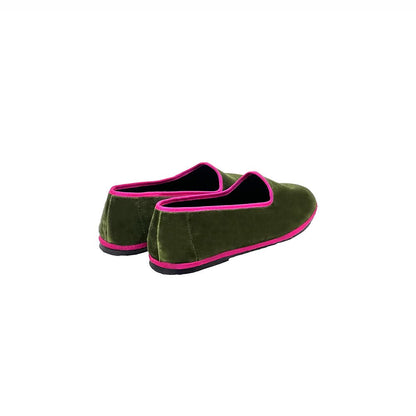 Mar Soreli Friulane Ballet Flat Women’S Olive Fuchsia Slip On by Mar Soreli – Don't Panic Shoes