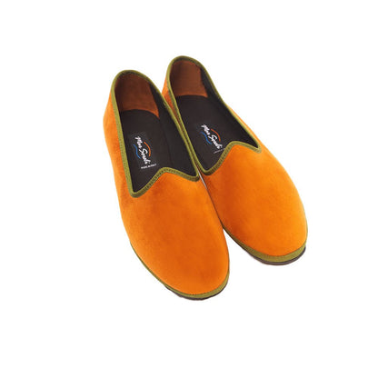 Mar Soreli Friulane Ballet FlatS Women’s Velvet Apricot And Green Slip On by Mar Soreli – Don't Panic Shoes