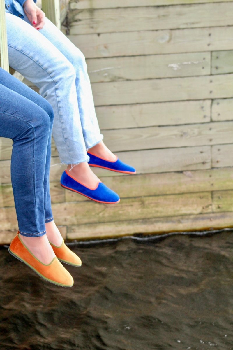 Mar Soreli Friulane Ballet FlatS Women’s Velvet Apricot And Green Slip On by Mar Soreli – Don't Panic Shoes