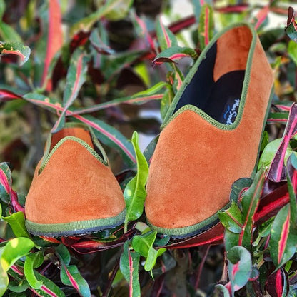 Mar Soreli Friulane Ballet FlatS Women’s Velvet Apricot And Green Slip On by Mar Soreli – Don't Panic Shoes