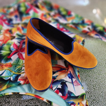 Mar Soreli Friulane Womens Orange Bluette Bicolor Flat Slip On by Mar Soreli – Don't Panic Shoes