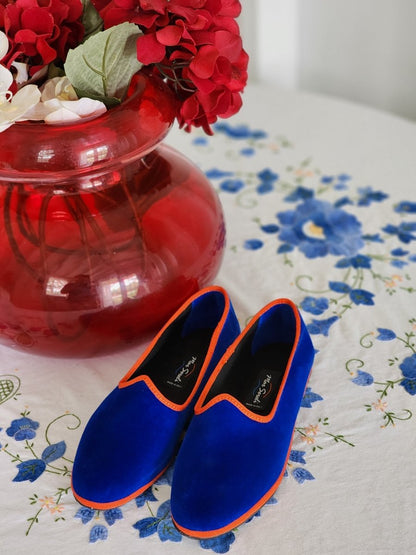 Mar Soreli Tradizionale Bicolor Bluette Arancio Women’S Leather Slip On by Mar Soreli – Don't Panic Shoes