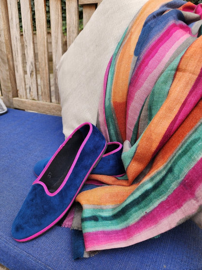 Mar Soreli Tradizionale Bicolor Bluette Arancio Women’S Leather Slip On by Mar Soreli – Don't Panic Shoes