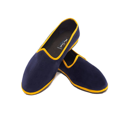 Mar Soreli Tradizionale Bicolor Womens Dark Blue Ochre Slip On by Mar Soreli – Don't Panic Shoes