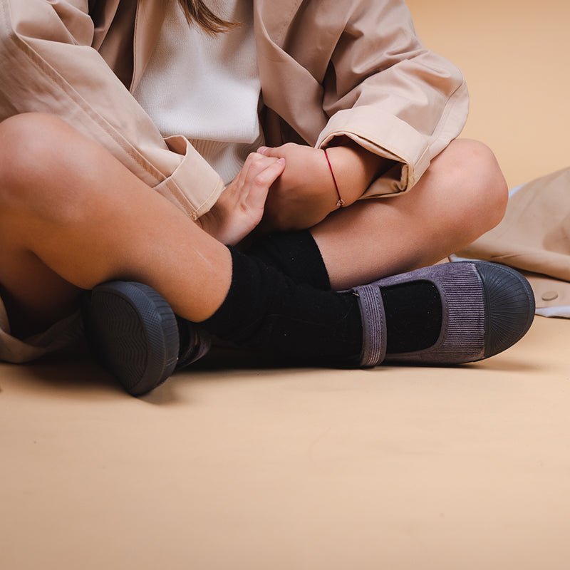 Margot Grey Adjustable Velcro Non Slip Rubber Sole Insole Fashion by Childrenchic – Don't Panic Shoes