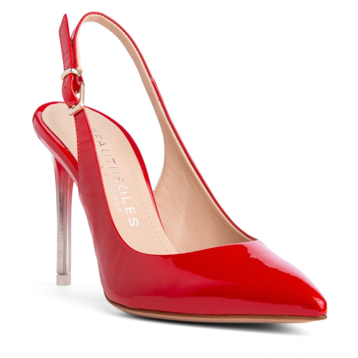 Marjorie Patent Leather Slingback Pump Women’S Red 95mm Heels by Beautiisoles – Don't Panic Shoes