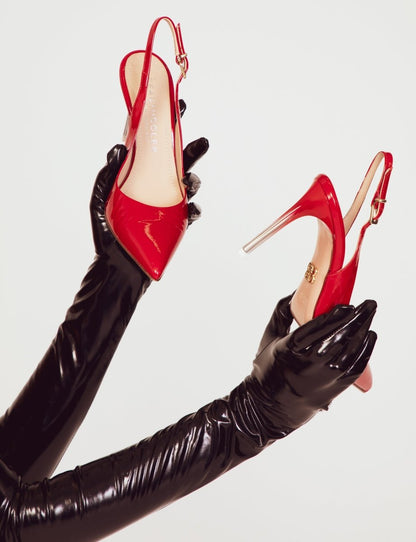 Marjorie Patent Leather Slingback Pump Women’S Red 95mm Heels by Beautiisoles – Don't Panic Shoes