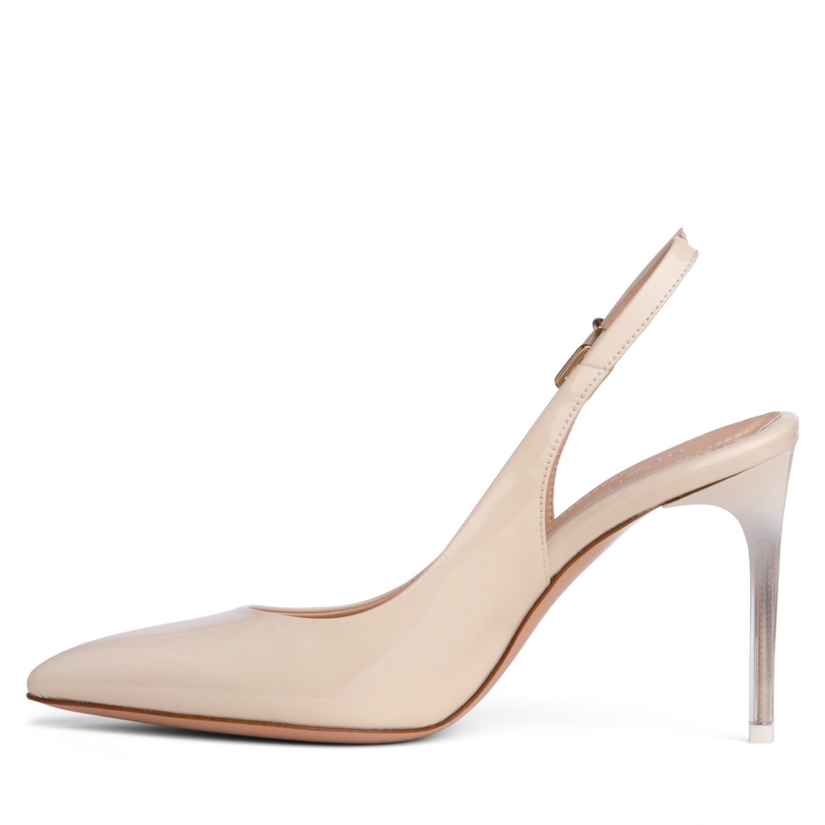 Marjorie Patent Leather Slingback Women's Beige Pump Heels by Beautiisoles – Don't Panic Shoes