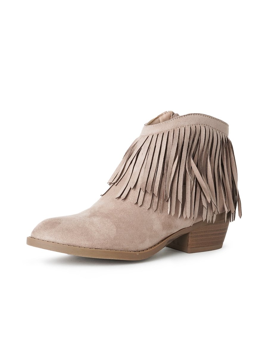 Marrow | Light Taupe Suede Booties by J.Adams – Don't Panic Shoes