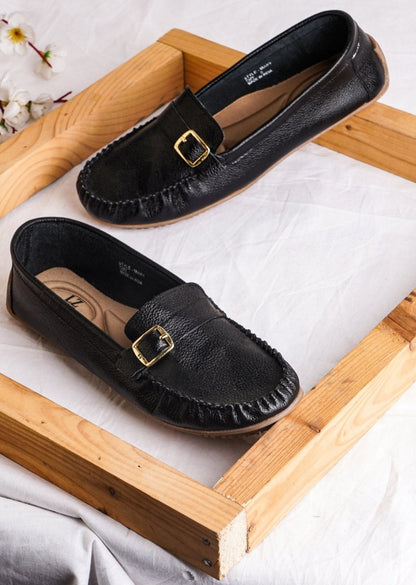 Mary Genuine Leather Women's Slip On Buckle Loafers Shoes by Libertyzeno – Don't Panic Shoes